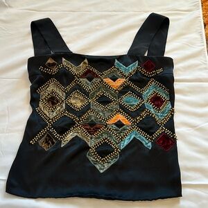 ETRO Silk Beaded Embellished Open Back Blouse Shirt Top 42/8